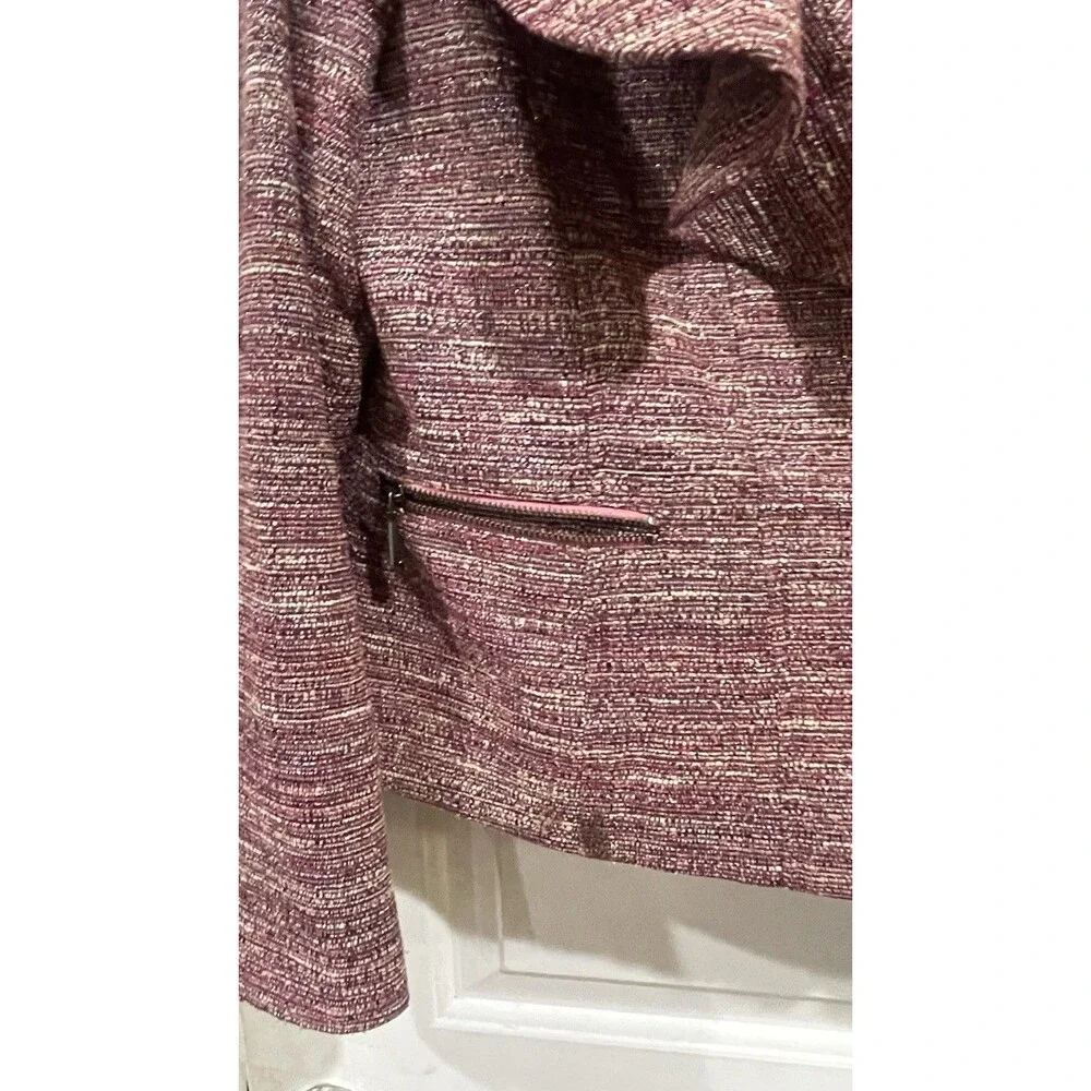 Nicole Miller for Mary Kay Pink Tweed Single-Breasted Blazer Jacket 12R Lined